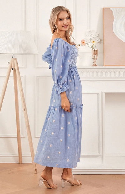 Freja™ | Blommig maxiklänning med smockliv