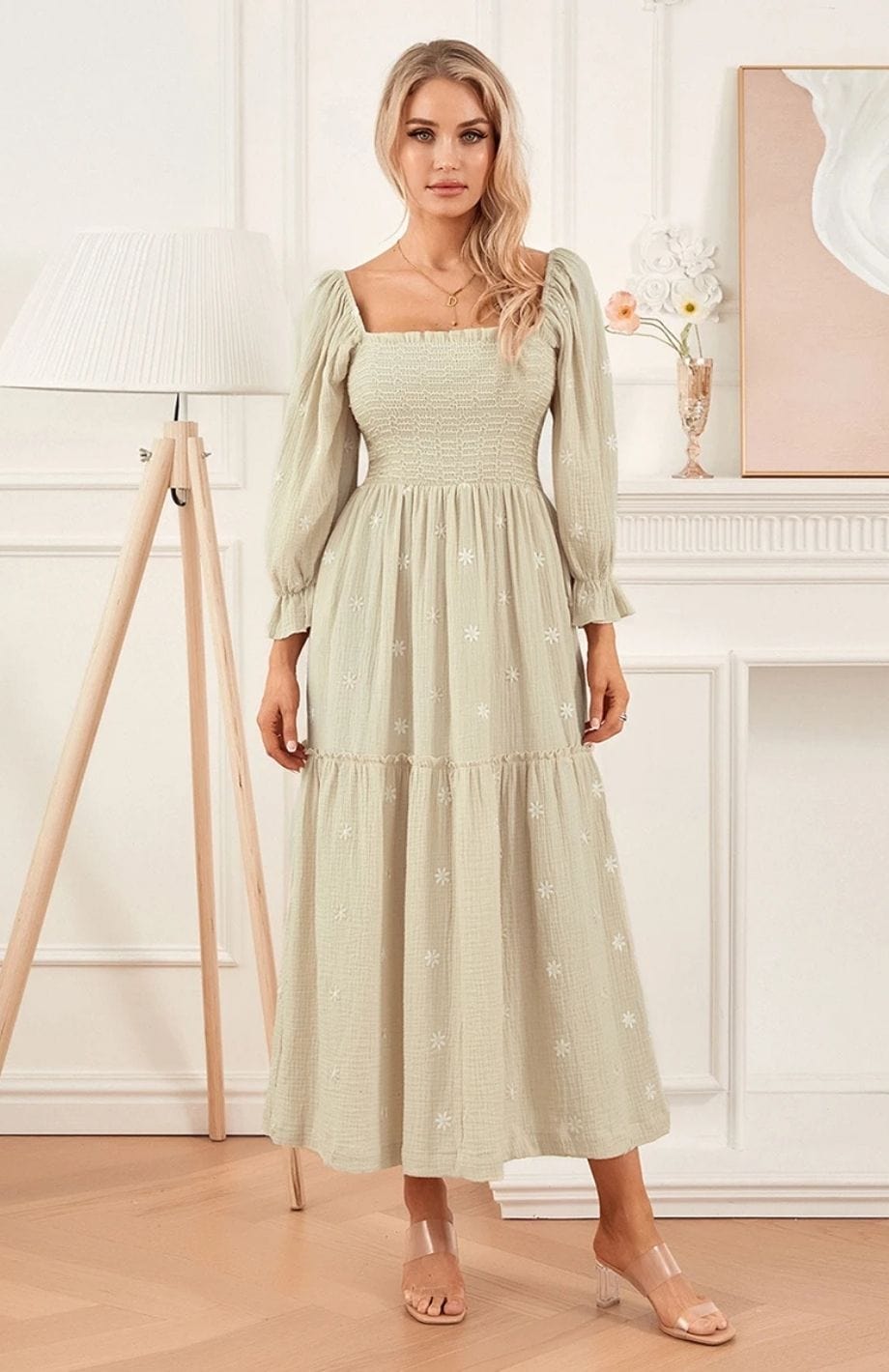 Freja™ | Blommig maxiklänning med smockliv