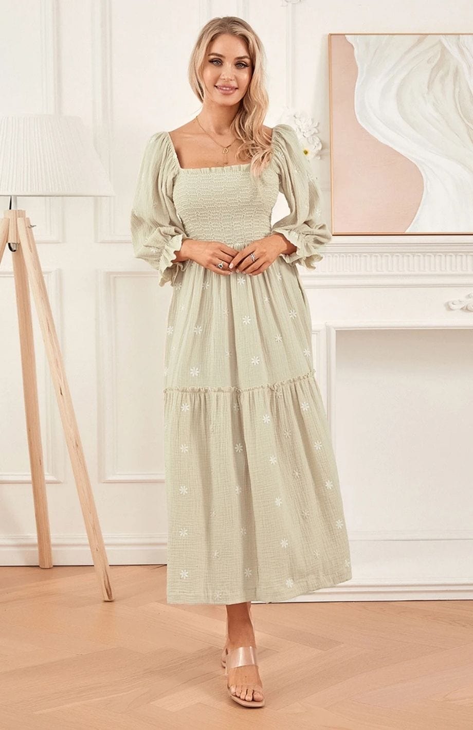 Freja™ | Blommig maxiklänning med smockliv